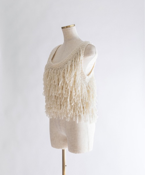 EN NEUME(エンノイム)の「Fringe Knit Bustier(ベスト・レディース・ブラウン/アイボリー/チャコール・FREE)」の13枚目の写真