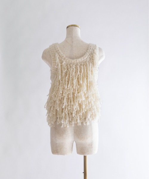 EN NEUME(エンノイム)の「Fringe Knit Bustier(ベスト・レディース・ブラウン/アイボリー/チャコール・FREE)」の16枚目の写真