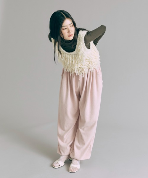 EN NEUME(エンノイム)の「Fringe Knit Bustier(ベスト・レディース・ブラウン/アイボリー/チャコール・FREE)」の6枚目の写真