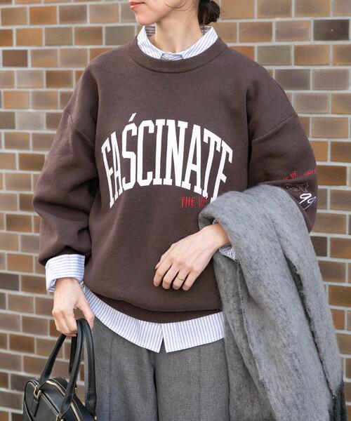 ITEMS URBANRESEARCH(アイテムズ アーバンリサーチ)の「『洗濯可/毛玉防止』スウェットライク刺繍ニット(ニット/セーター・レディース・グレー/オフホワイト/ネイビー/ブラウン・FREE)」の1枚目の写真