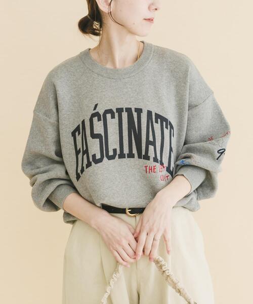ITEMS URBANRESEARCH(アイテムズ アーバンリサーチ)の「『洗濯可/毛玉防止』スウェットライク刺繍ニット(ニット/セーター・レディース・グレー/オフホワイト/ネイビー/ブラウン・FREE)」の3枚目の写真