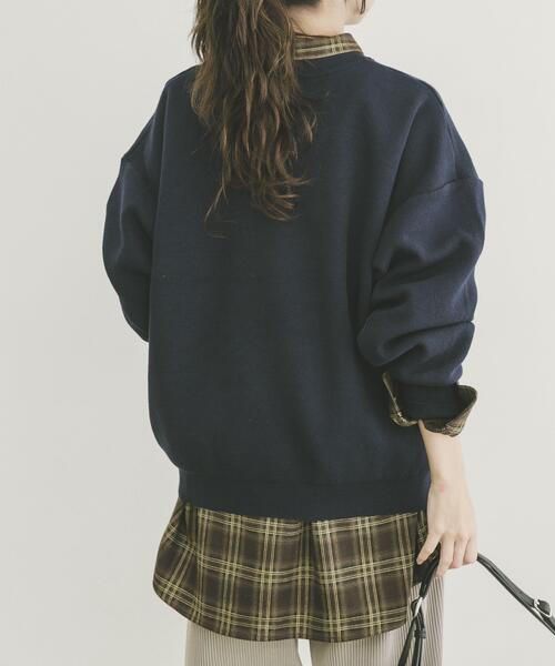 ITEMS URBANRESEARCH(アイテムズ アーバンリサーチ)の「『洗濯可/毛玉防止』スウェットライク刺繍ニット(ニット/セーター・レディース・グレー/オフホワイト/ネイビー/ブラウン・FREE)」の7枚目の写真