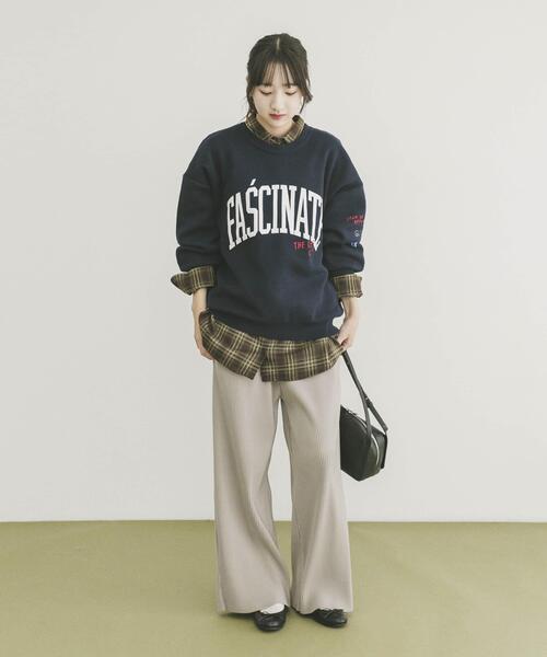 ITEMS URBANRESEARCH(アイテムズ アーバンリサーチ)の「『洗濯可/毛玉防止』スウェットライク刺繍ニット(ニット/セーター・レディース・グレー/オフホワイト/ネイビー/ブラウン・FREE)」の8枚目の写真