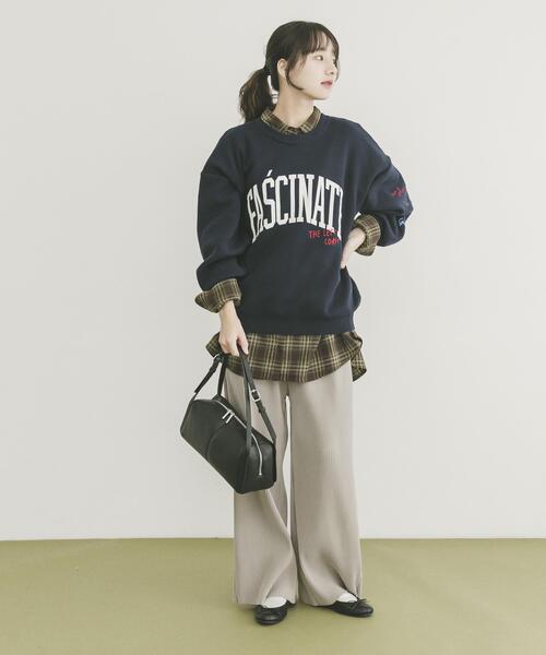 ITEMS URBANRESEARCH(アイテムズ アーバンリサーチ)の「『洗濯可/毛玉防止』スウェットライク刺繍ニット(ニット/セーター・レディース・グレー/オフホワイト/ネイビー/ブラウン・FREE)」の9枚目の写真