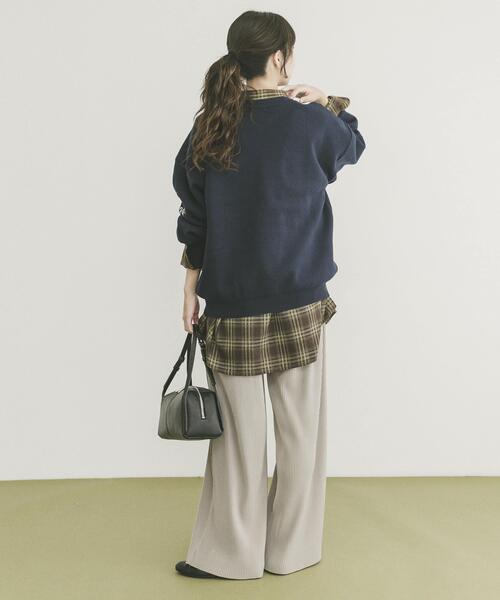 ITEMS URBANRESEARCH(アイテムズ アーバンリサーチ)の「『洗濯可/毛玉防止』スウェットライク刺繍ニット(ニット/セーター・レディース・グレー/オフホワイト/ネイビー/ブラウン・FREE)」の10枚目の写真
