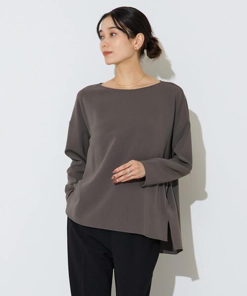 Liesse(リエス)の「【定番】ダブルクロスワイドシルエットブラウス(シャツ/ブラウス・レディース・オフホワイト/チャコールグレー/ブラック・FREE)」の3枚目の写真