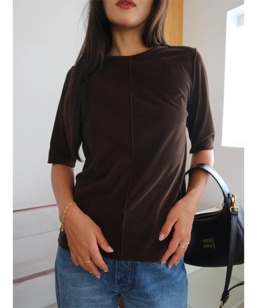 TRUNC（トランクエイティーエイト）の「Velor Half Sleeve TEE（Tシャツ/カットソー・レディース・ブラック/ブラウン/ブルー・FREE）」の3枚目の写真