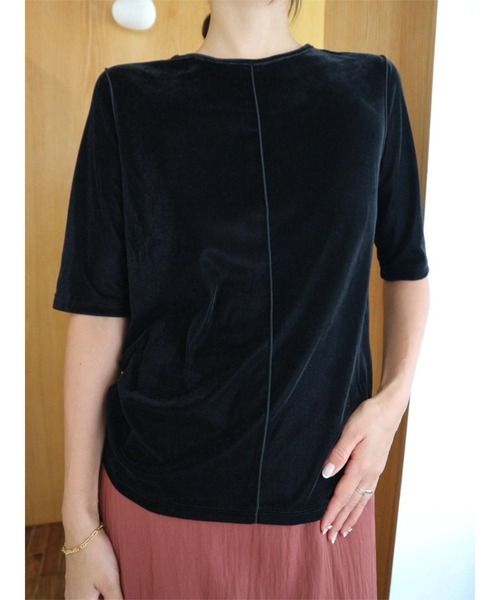 TRUNC（トランクエイティーエイト）の「Velor Half Sleeve TEE（Tシャツ/カットソー・レディース・ブラック/ブラウン/ブルー・FREE）」の2枚目の写真