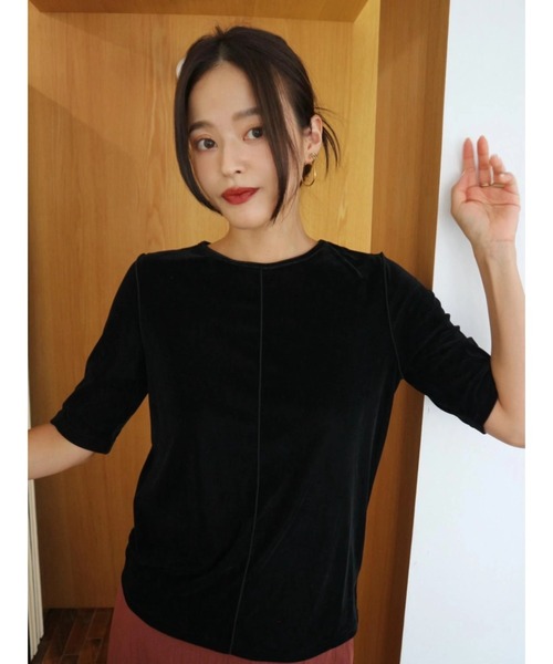 TRUNC（トランクエイティーエイト）の「Velor Half Sleeve TEE（Tシャツ/カットソー・レディース・ブラック/ブラウン/ブルー・FREE）」の4枚目の写真