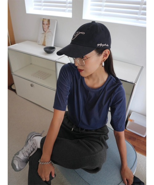 TRUNC（トランクエイティーエイト）の「Velor Half Sleeve TEE（Tシャツ/カットソー・レディース・ブラック/ブラウン/ブルー・FREE）」の7枚目の写真