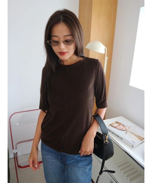 TRUNC（トランクエイティーエイト）の「Velor Half Sleeve TEE（Tシャツ/カットソー・レディース・ブラック/ブラウン/ブルー・FREE）」の13枚目の写真