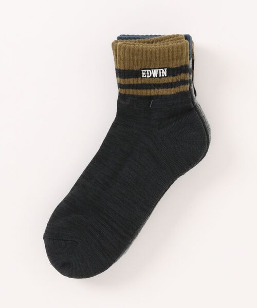 EDWIN(エドウィン)の「EDWIN クオーター丈 ボディファイア ロゴ3Pソックス(ソックス/靴下・メンズ・マルチ・25-27CM)」の1枚目の写真