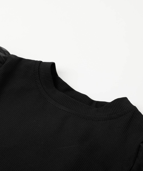 URBAN CHERRY（アーバンチェリー）の「シアーパフスリーブリボンリブトップス（Tシャツ/カットソー・キッズ・アイボリー/ブラック・110cm/120cm/130cm/140cm）」の17枚目の写真