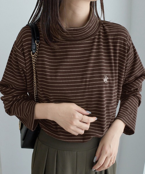 BEVERLY HILLS POLO CLUB（ビバリーヒルズポロクラブ）の「【BEVERLY HILLS POLO CLUB】ハイネックカットソートップス（Tシャツ/カットソー・レディース・ブラウン系その他/グレー系/ホワイト系その他・M/L）」の3枚目の写真