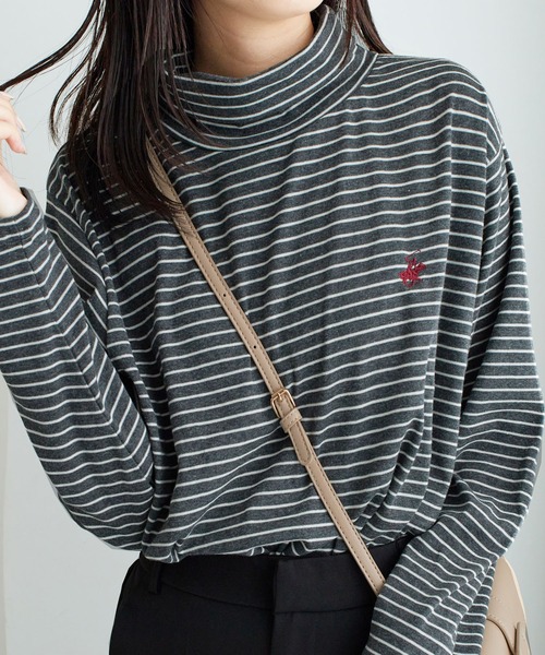 BEVERLY HILLS POLO CLUB（ビバリーヒルズポロクラブ）の「【BEVERLY HILLS POLO CLUB】ハイネックカットソートップス（Tシャツ/カットソー・レディース・ブラウン系その他/グレー系/ホワイト系その他・M/L）」の9枚目の写真