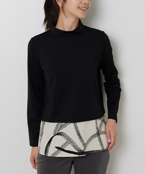 NARACAMICIE(ナラカミーチェ)の「【NARACAMICIE】ハイネックドッキングカットソー(Tシャツ/カットソー・レディース・ブラック/ホワイト・XL/M)」の3枚目の写真