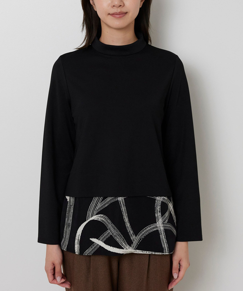 NARACAMICIE(ナラカミーチェ)の「【NARACAMICIE】ハイネックドッキングカットソー(Tシャツ/カットソー・レディース・ブラック/ホワイト・XL/M)」の4枚目の写真