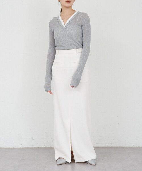 SHENERY（シーナリー）の「ポンチIラインスカート（スカート・レディース・アイボリー/ブラック・38/36）」の3枚目の写真