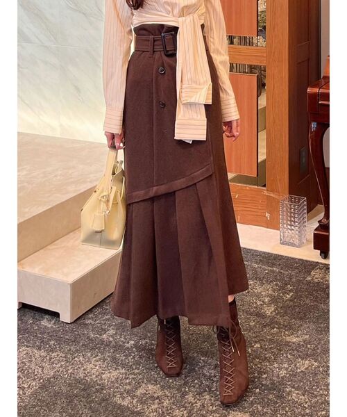 MERCURYDUO(マーキュリーデュオ)の「アシメタックトレンチスカート(スカート・レディース・ライトグレー/ブラウン・SMALL/MEDIUM)」の2枚目の写真
