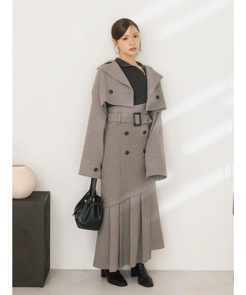 MERCURYDUO(マーキュリーデュオ)の「アシメタックトレンチスカート(スカート・レディース・ライトグレー/ブラウン・SMALL/MEDIUM)」の11枚目の写真