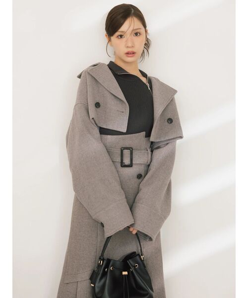 MERCURYDUO(マーキュリーデュオ)の「アシメタックトレンチスカート(スカート・レディース・ライトグレー/ブラウン・SMALL/MEDIUM)」の10枚目の写真