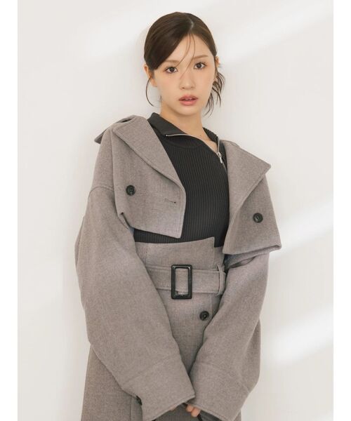 MERCURYDUO(マーキュリーデュオ)の「アシメタックトレンチスカート(スカート・レディース・ライトグレー/ブラウン・SMALL/MEDIUM)」の9枚目の写真