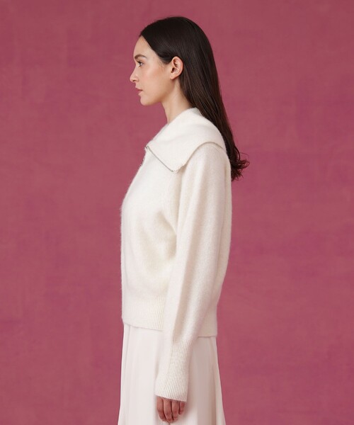 ANAYI(アナイ)の「フラッフィジップアップカーディガン(カーディガン/ボレロ・レディース・グレイッシュベージュ/オフホワイト・38)」の4枚目の写真