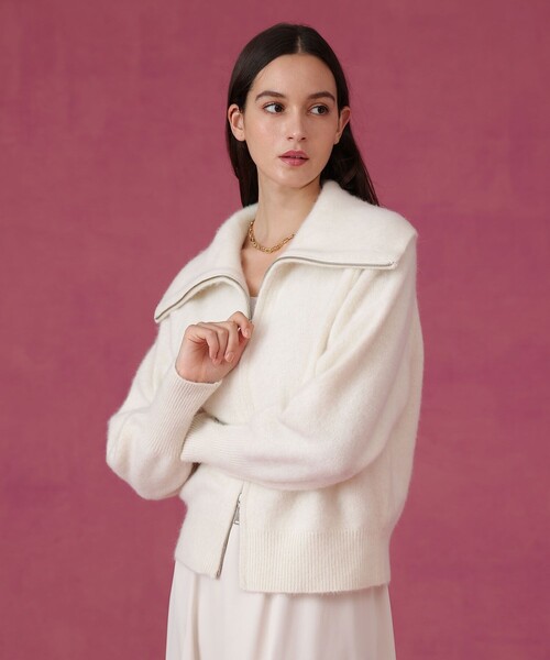 ANAYI(アナイ)の「フラッフィジップアップカーディガン(カーディガン/ボレロ・レディース・グレイッシュベージュ/オフホワイト・38)」の6枚目の写真