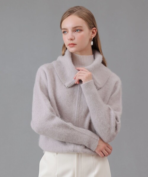 ANAYI(アナイ)の「フラッフィジップアップカーディガン(カーディガン/ボレロ・レディース・グレイッシュベージュ/オフホワイト・38)」の9枚目の写真