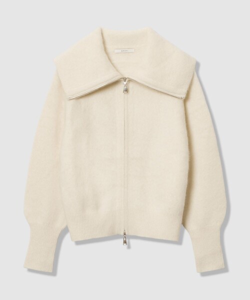ANAYI(アナイ)の「フラッフィジップアップカーディガン(カーディガン/ボレロ・レディース・グレイッシュベージュ/オフホワイト・38)」の13枚目の写真