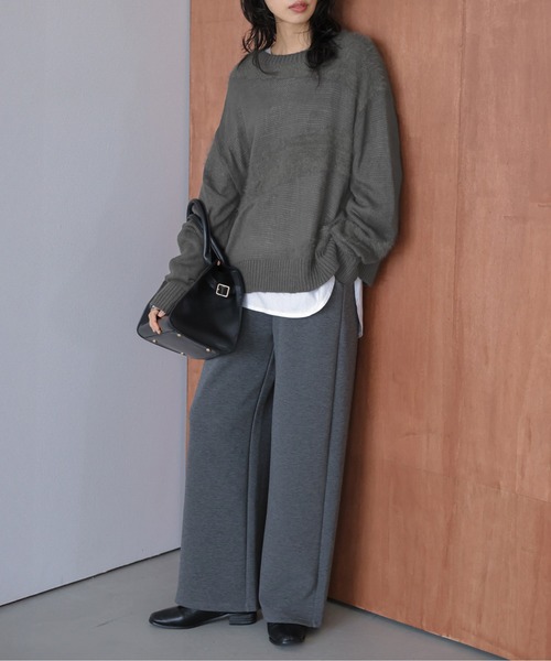 AMELY(エミリー)の「シャギーミックスシアーニットトップス(ニット/セーター・レディース・ブラック/チャコール/ベージュ/ブラウン・フリー)」の9枚目の写真