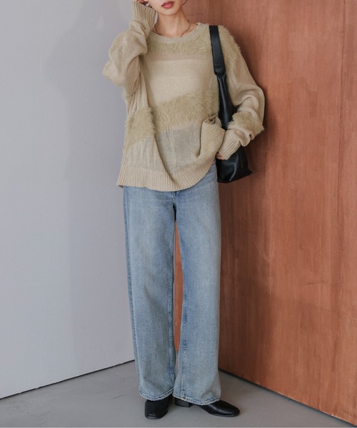 AMELY(エミリー)の「シャギーミックスシアーニットトップス(ニット/セーター・レディース・ブラック/チャコール/ベージュ/ブラウン・フリー)」の18枚目の写真