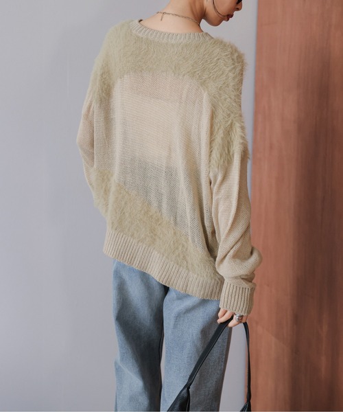 AMELY(エミリー)の「シャギーミックスシアーニットトップス(ニット/セーター・レディース・ブラック/チャコール/ベージュ/ブラウン・フリー)」の19枚目の写真