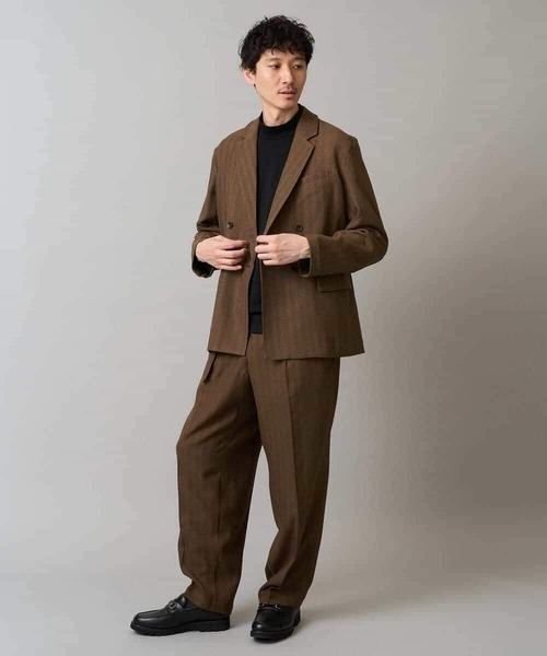 a.v.v(アーヴェヴェ)の「【イージーケア/毛玉になりにくい】LANATECヘリンボーンダブルブレストジャケット【ストレッチ/洗濯機で洗える】(テーラードジャケット・メンズ・ブラウン・48/46)」の7枚目の写真