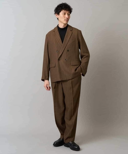 a.v.v(アーヴェヴェ)の「【イージーケア/毛玉になりにくい】LANATECヘリンボーンダブルブレストジャケット【ストレッチ/洗濯機で洗える】(テーラードジャケット・メンズ・ブラウン・48/46)」の8枚目の写真