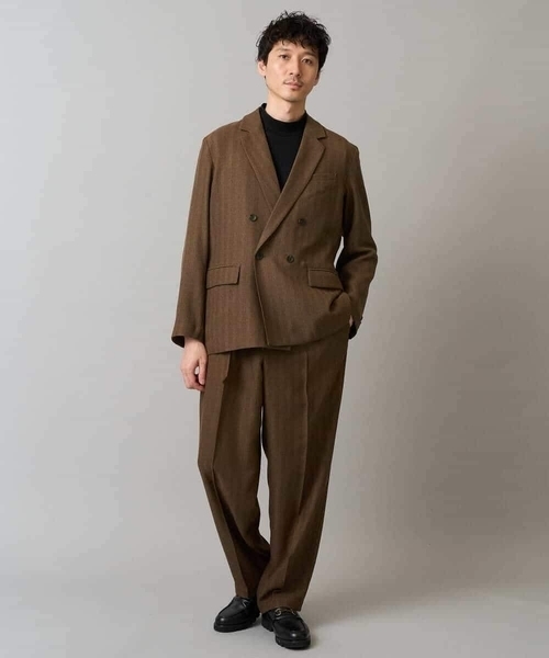 a.v.v(アーヴェヴェ)の「【イージーケア/毛玉になりにくい】LANATECヘリンボーンダブルブレストジャケット【ストレッチ/洗濯機で洗える】(テーラードジャケット・メンズ・ブラウン・48/46)」の9枚目の写真