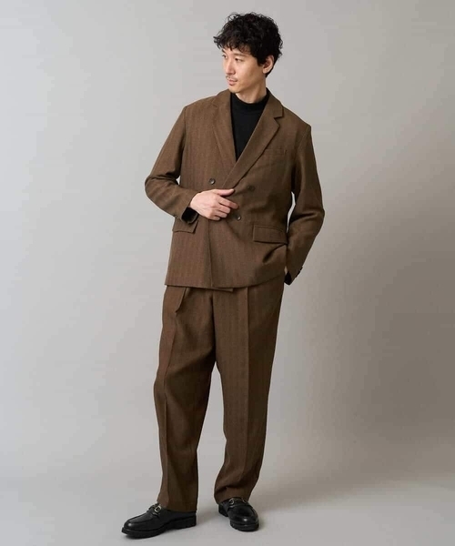 a.v.v(アーヴェヴェ)の「【イージーケア/毛玉になりにくい】LANATECヘリンボーンダブルブレストジャケット【ストレッチ/洗濯機で洗える】(テーラードジャケット・メンズ・ブラウン・48/46)」の10枚目の写真