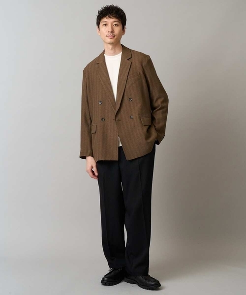 a.v.v(アーヴェヴェ)の「【イージーケア/毛玉になりにくい】LANATECヘリンボーンダブルブレストジャケット【ストレッチ/洗濯機で洗える】(テーラードジャケット・メンズ・ブラウン・48/46)」の11枚目の写真