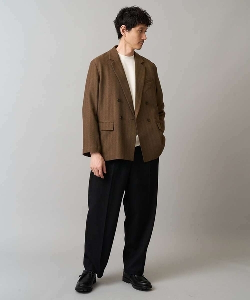 a.v.v(アーヴェヴェ)の「【イージーケア/毛玉になりにくい】LANATECヘリンボーンダブルブレストジャケット【ストレッチ/洗濯機で洗える】(テーラードジャケット・メンズ・ブラウン・48/46)」の12枚目の写真