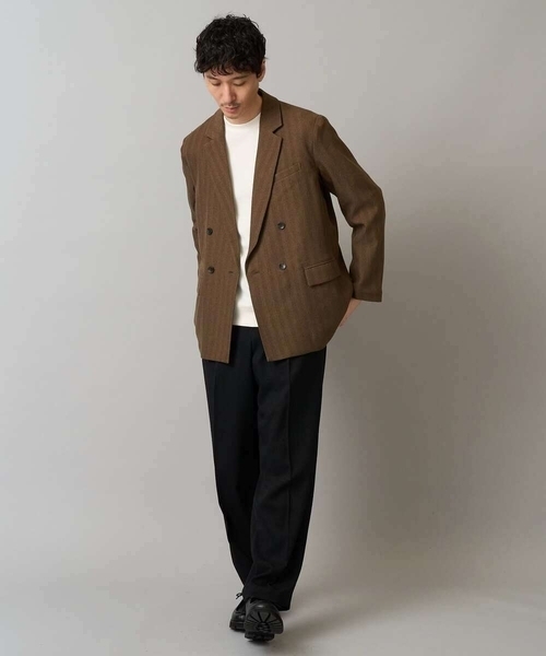 a.v.v(アーヴェヴェ)の「【イージーケア/毛玉になりにくい】LANATECヘリンボーンダブルブレストジャケット【ストレッチ/洗濯機で洗える】(テーラードジャケット・メンズ・ブラウン・48/46)」の13枚目の写真