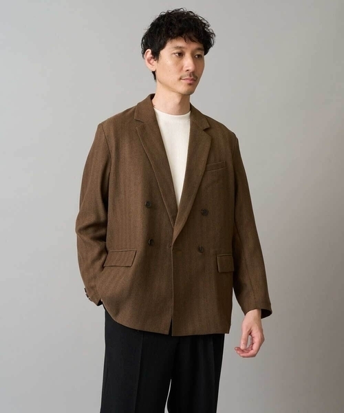 a.v.v(アーヴェヴェ)の「【イージーケア/毛玉になりにくい】LANATECヘリンボーンダブルブレストジャケット【ストレッチ/洗濯機で洗える】(テーラードジャケット・メンズ・ブラウン・48/46)」の14枚目の写真