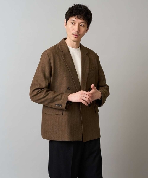 a.v.v(アーヴェヴェ)の「【イージーケア/毛玉になりにくい】LANATECヘリンボーンダブルブレストジャケット【ストレッチ/洗濯機で洗える】(テーラードジャケット・メンズ・ブラウン・48/46)」の15枚目の写真