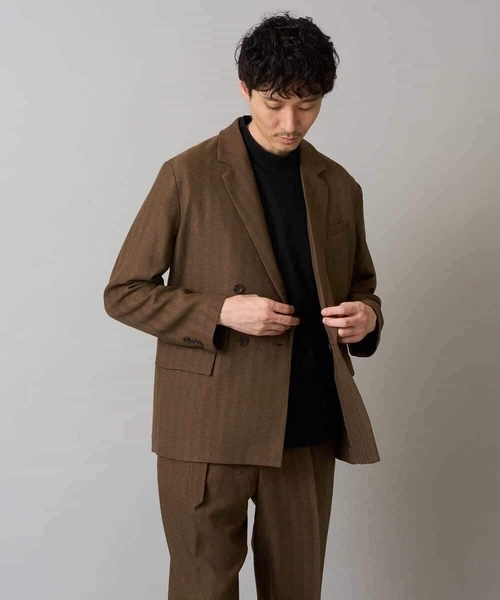 a.v.v(アーヴェヴェ)の「【イージーケア/毛玉になりにくい】LANATECヘリンボーンダブルブレストジャケット【ストレッチ/洗濯機で洗える】(テーラードジャケット・メンズ・ブラウン・48/46)」の17枚目の写真