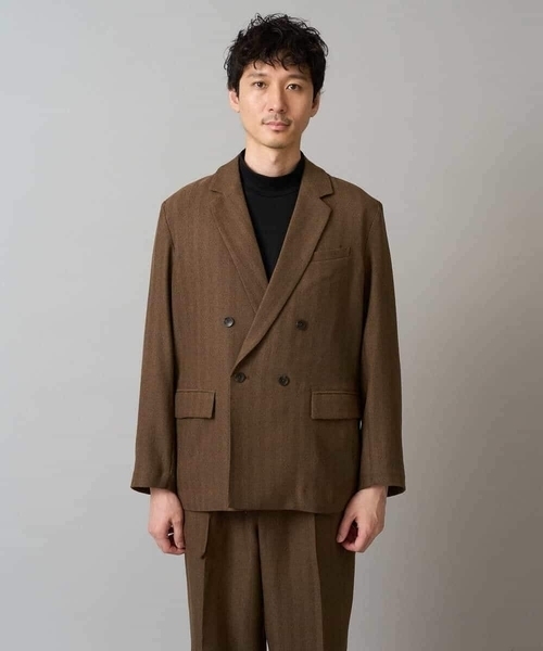 a.v.v(アーヴェヴェ)の「【イージーケア/毛玉になりにくい】LANATECヘリンボーンダブルブレストジャケット【ストレッチ/洗濯機で洗える】(テーラードジャケット・メンズ・ブラウン・48/46)」の18枚目の写真