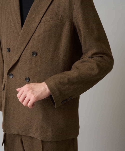 a.v.v(アーヴェヴェ)の「【イージーケア/毛玉になりにくい】LANATECヘリンボーンダブルブレストジャケット【ストレッチ/洗濯機で洗える】(テーラードジャケット・メンズ・ブラウン・48/46)」の22枚目の写真