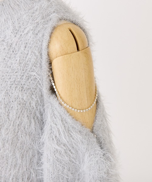 one after another NICE CLAUP（ワンアフターアナザーナイスクラップ）の「肩あきビジューニットミニワンピース（ワンピース・レディース・オフホワイト/グレー/ブラック/レッド/ピンクベージュ/チャコールグレー・FREE）」の8枚目の写真