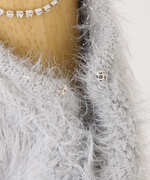 one after another NICE CLAUP（ワンアフターアナザーナイスクラップ）の「肩あきビジューニットミニワンピース（ワンピース・レディース・オフホワイト/グレー/ブラック/レッド/ピンクベージュ/チャコールグレー・FREE）」の12枚目の写真