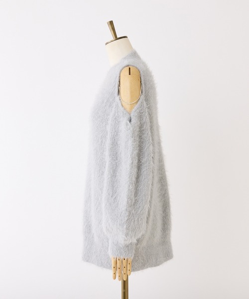 one after another NICE CLAUP（ワンアフターアナザーナイスクラップ）の「肩あきビジューニットミニワンピース（ワンピース・レディース・オフホワイト/グレー/ブラック/レッド/ピンクベージュ/チャコールグレー・FREE）」の14枚目の写真