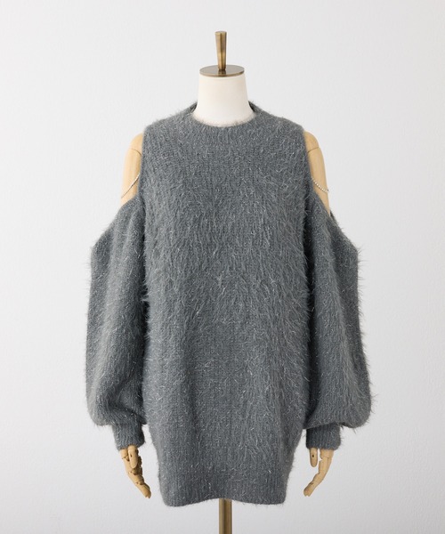 セール】肩あきビジューニットミニワンピース（ワンピース）｜one