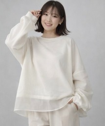 Dolce Fiora（ドルチェフィオラ）の「気温が難しい時に1枚でおしゃれに着まわせるレイヤードダンボールニットソー（ニット/セーター）」